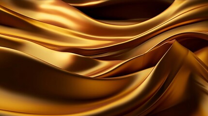 Golden Silk Waves Background. Generative AI