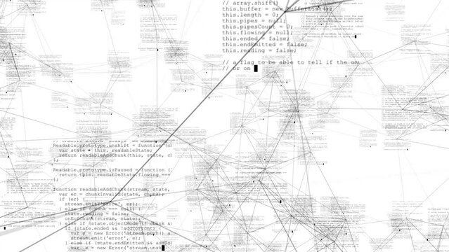 A hacker explores cyberspace. Close-up. Black and white screensaver.