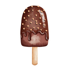 Chocolate ice cream watercolor.