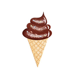 Chocolate ice cream watercolor.