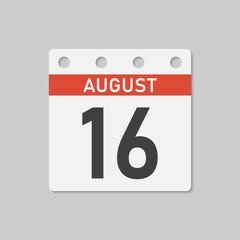 Icon page calendar day - 16 August