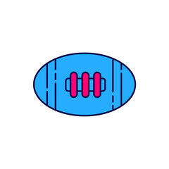 Filled outline American Football ball icon isolated on white background. Rugby ball icon. Team sport game symbol. Vector