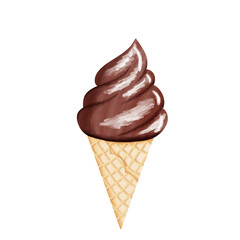Chocolate ice cream watercolor.