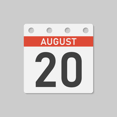 Fototapeta premium Icon page calendar day - 20 August