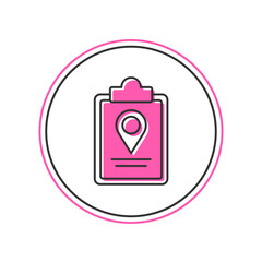 Filled outline Folded map with location marker icon isolated on white background. Vector