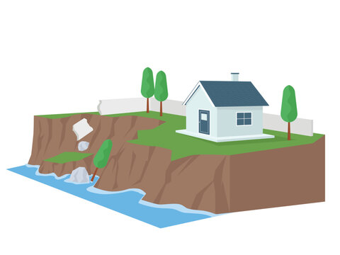 house on cliffside, coastal setting clip art preview