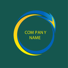 The logo consists of a circle with an arrow, which indicates the company's commitment to creativity and innovation. The logo is shown in blue, yellow.