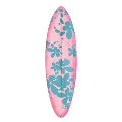 Pink watercolor surfboard.	
