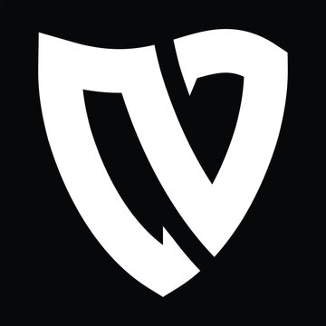 N7 Logo monogram with shield elements shape design template on black background
