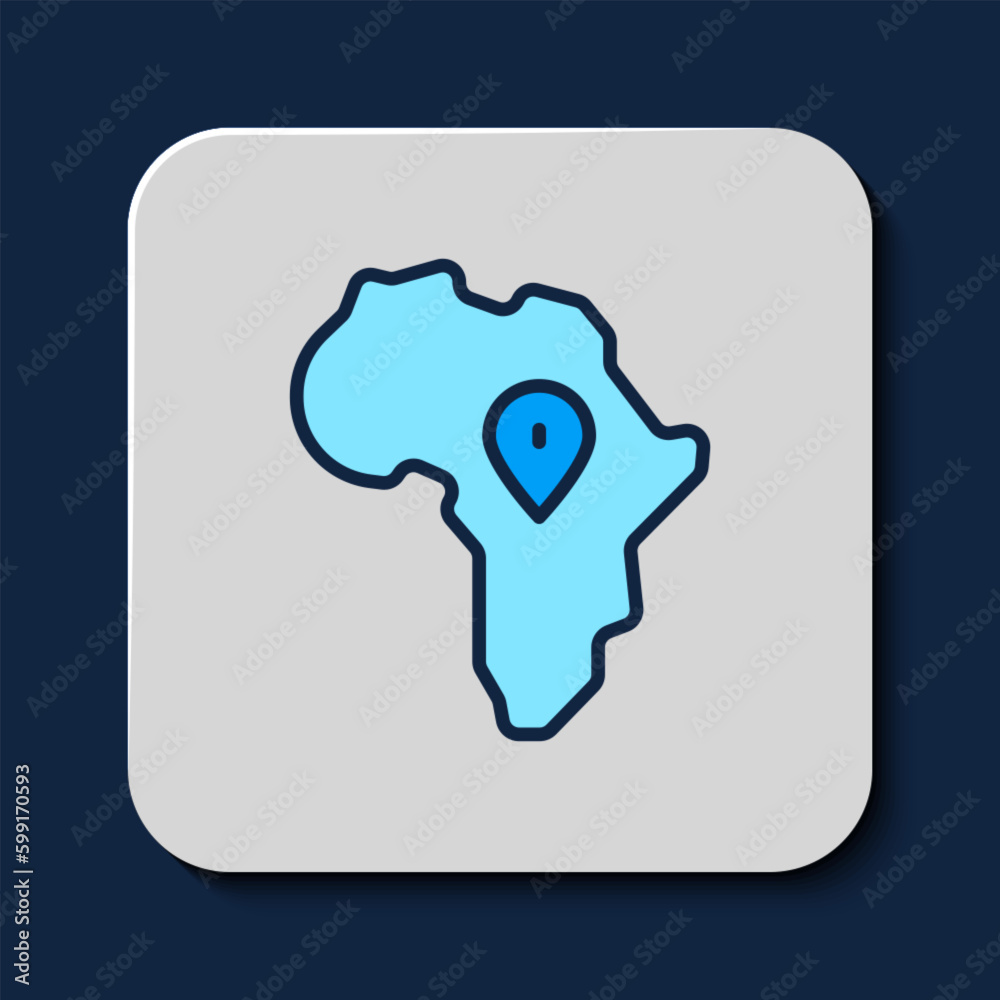 Canvas Prints filled outline map of africa icon isolated on blue background. vector