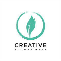 Zen Green Circle Art Brush Stroke Logo Design Icon