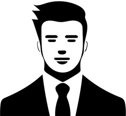 Businessman vector illustration in black, Logo design of a business personnel 