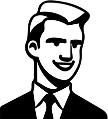 Businessman vector illustration in black, Logo design of a business personnel 