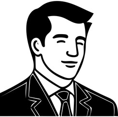 Businessman vector illustration in black, Logo design of a business personnel 