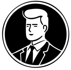 Businessman vector illustration in black, Logo design of a business personnel 