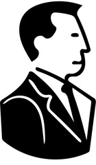 Businessman vector illustration in black, Logo design of a business personnel 