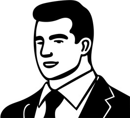 Businessman vector illustration in black, Logo design of a business personnel 