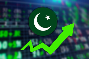 Pakistan stock market rate increase illustration poster design.