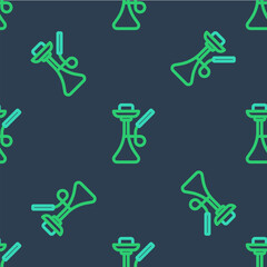 Line Hookah icon isolated seamless pattern on blue background. Vector