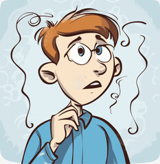 Illustration of a Male Teenage Student Thinking to Himself