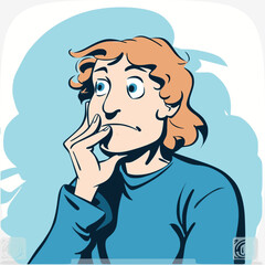 Illustration of a Male Teenage Student Thinking to Himself