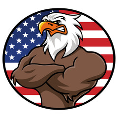 Eagle American Flag Logo Character Design Mascot Vector