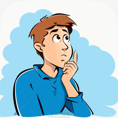 Illustration of a Male Teenage Student Thinking to Himself