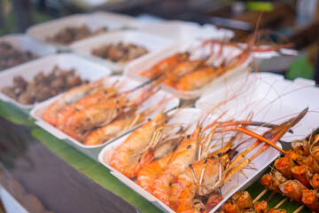 Grilled River Prawn sell at night market