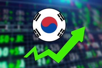 South Korea stock market rate increase illustration poster design.