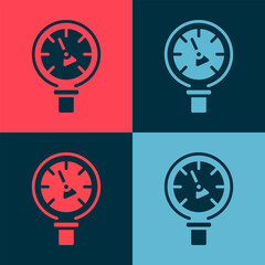 Pop art Pressure water meter icon isolated on color background. Vector