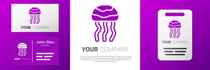 Logotype Jellyfish icon isolated on white background. Logo design template element. Vector