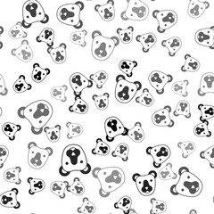 Black Bear head icon isolated seamless pattern on white background. Vector