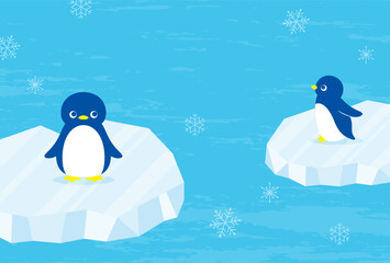 vector background with penguins on the ice for banners, cards, flyers, social media wallpapers, etc. © mar_mite_