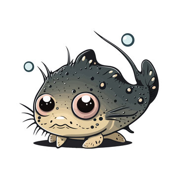 vector cute catfish cartoon style