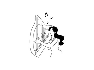 Obraz premium Music Instrument Playing Musician Guitarist Violinist Pianist Singer Trumpet Drummer Harpist Harp DJ Accordion Tambourine Violin Singing Playing Guitar