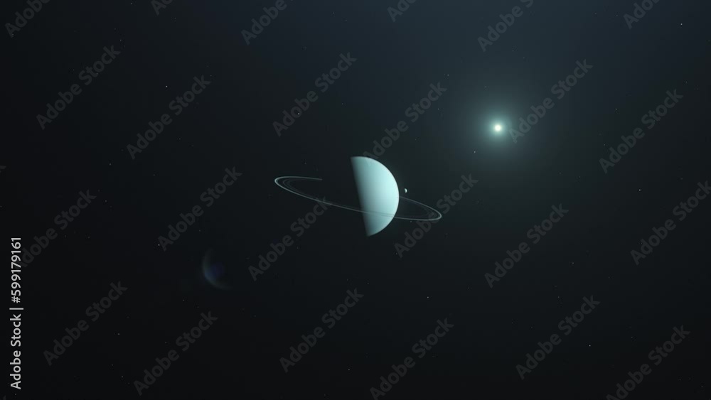 Wall mural planet uranus in outer-space, zoom-in animation