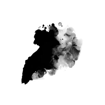recommend clip art: Black artistic country map- form mask on white background. Uganda