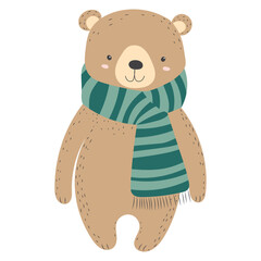 bear in scarf in doodle style isolated vector