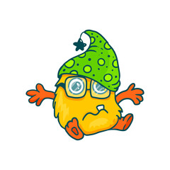 Cute cartoon monster on white background. Icon monster. Funny character. 