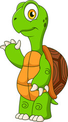 Cute turtle cartoon smiling and waving hand