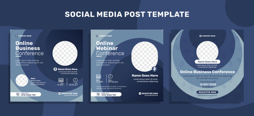 Online business conference social media post and corporate web banner template