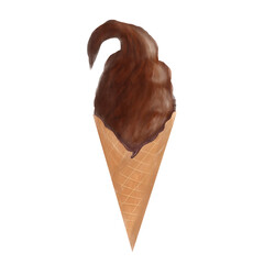 chocolate ice cream cone food illustration 