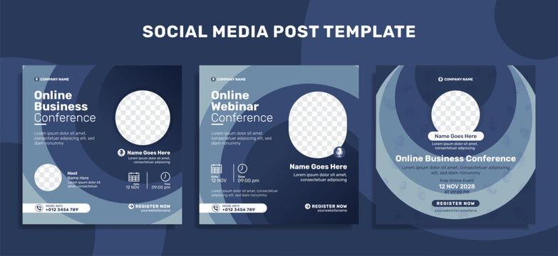 Online business conference social media post and corporate web banner template