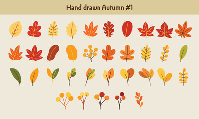 Fototapeta premium Hand drawn organic autumn plant collection #1