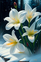 Obraz na płótnie Canvas bouquet of white lilies