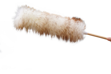 Man holding a Merino Wool Duster a dusty black car. Cleaning service.