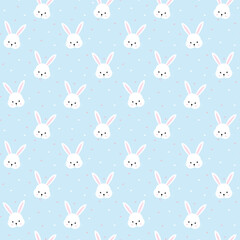 Seamless pattern with cute bunnies and hearts