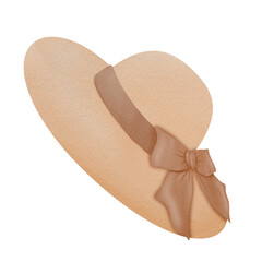 Brown Watercolor Sun hat.	