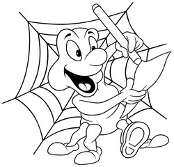 Drawing of a Spider Writing a Letter