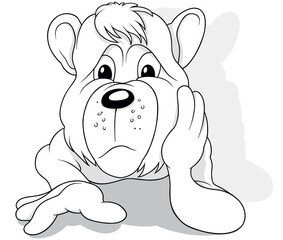 Drawing of a Lying Teddy Bear with its Head Supported